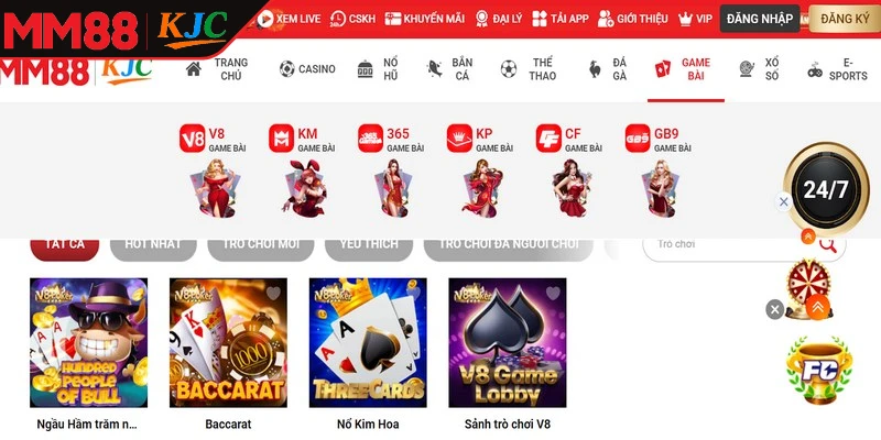 Sảnh game V8 là một trong những không gian giải trí trực tuyến